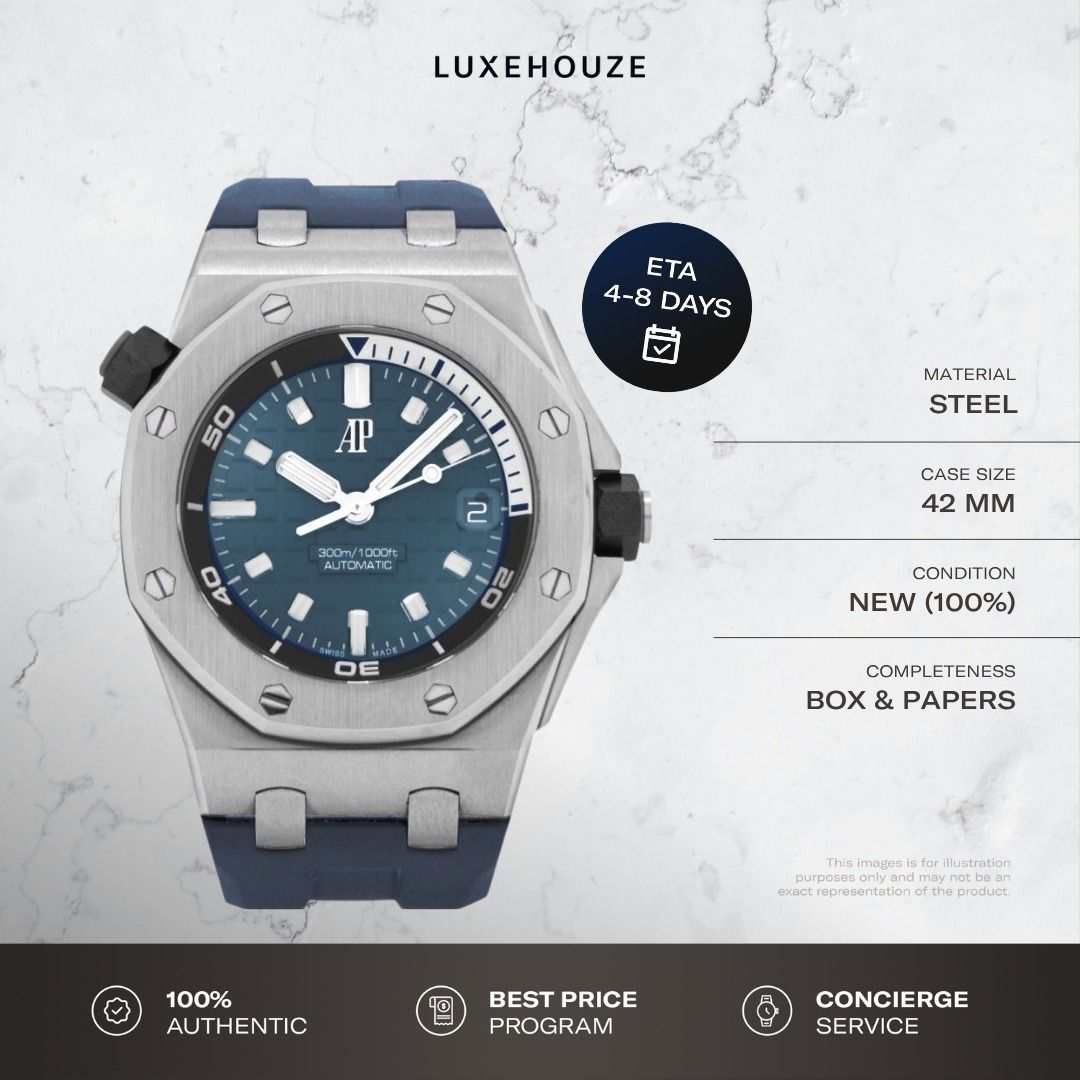 New 2025 Audemars Piguet Royal Oak Offshore 42 15720ST.OO.A027CA.01 15720ST Blue (Category: Watches) located in Singapore. Submitted by luxehouze (Listing ID 1404631760, Image 2). Description: Luxehouze is your trusted marketplace to buy and sell luxury goods. Luxehouze SG Pte Ltd is a licensed luxury goods marketplace and regulated dealer. WHY US? 100% Authentic with Money-Back Guarantee Best Price Program* Curated Collection * T&Cs apply. OUR S