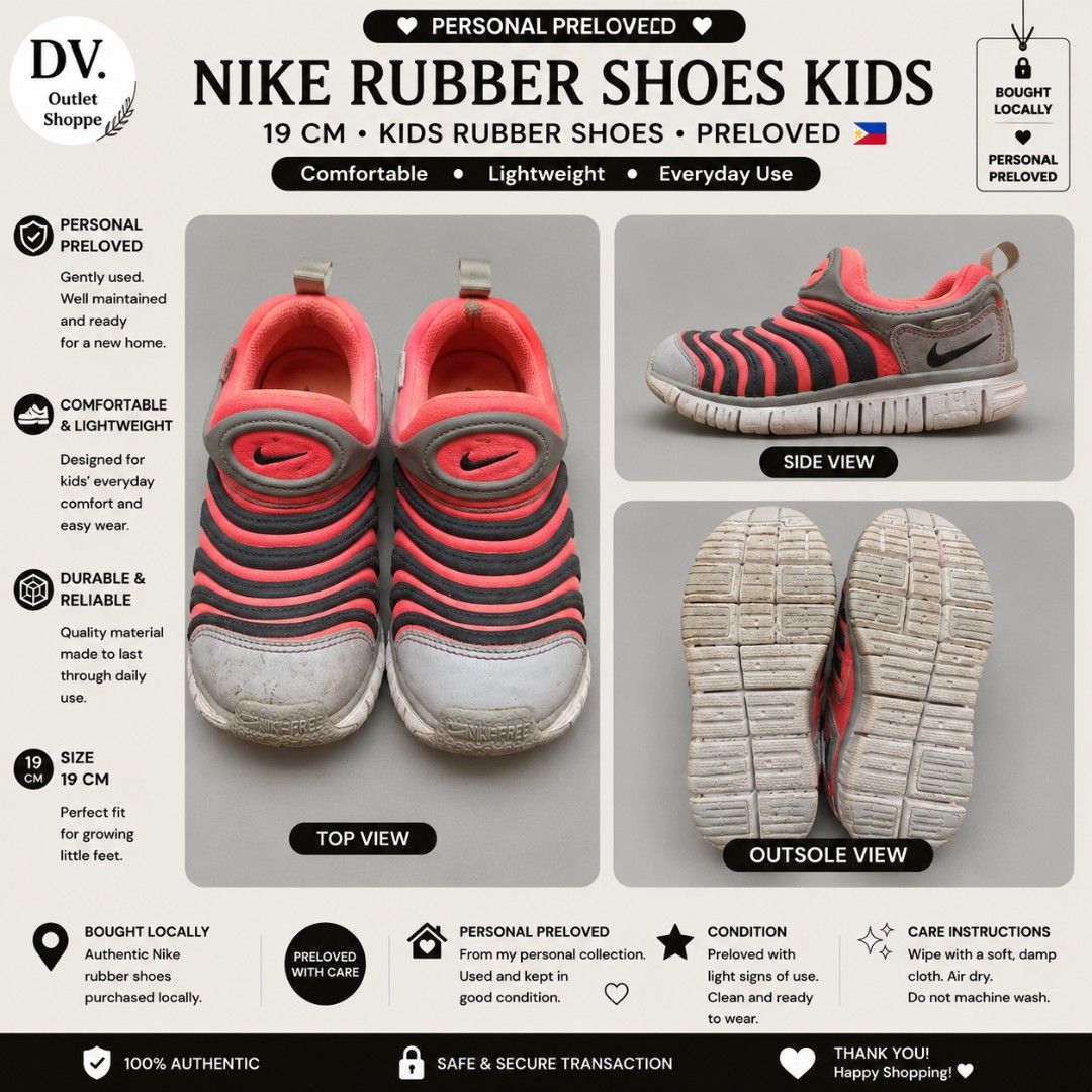 NIKE RUBBER SHOES KIDS 19CM (Category: Babies & Kids Fashion) located in Binan City. Submitted by chloedvoutletshoppe (Listing ID 1439210568, Image 1). Description: 2 sticker ng kotse pinaiwan ko sa guardhouse kailangan anjan dw kotse kasi. Pag dumaan kyo 2 sticker un na andun, if mauna si papa mo sya muna malagyan tapos kayo. 2026-2027✔️ All items are 100% authentic ✔️ Money-back guarantee for authenticity 💳 Mode of Payment (MOP): • GCash • Ban