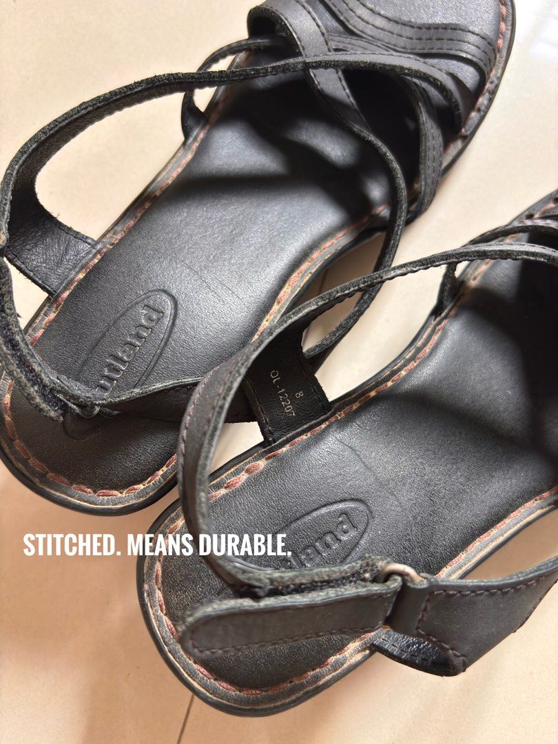 Outland Black Sandals (Category: Flats & Sandals) located in Manila. Submitted by only.the.goodstuff (Listing ID 1439162968, Image 3). Description: - Black cubana sandals - Size 8 (fits 24.5cm foot) - Strappy design - Stitched detailing (matibay) - Comfy (malambot sa paa as trademark ng Outland) - Adjustable strap - 2-inch heel - Textured sole for grip - orig price is around 1,800.