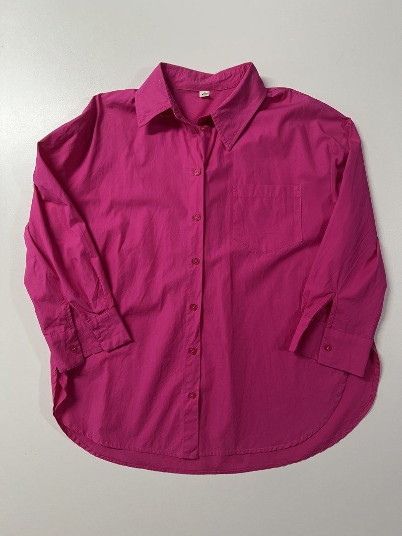 Oversized Pink Button-Down Longsleeve (Category: Longsleeves) located in Makati City. Submitted by declutter.archi (Listing ID 1439172161, Image 1). Description: .