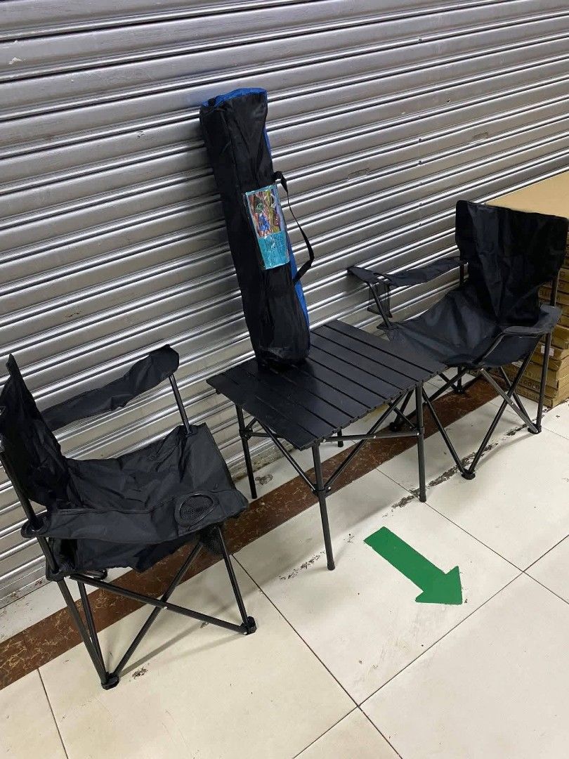 Set camping table & chair with top up automatic tent (Category: Announcements) located in Manila. Submitted by jelai.cybyb (Listing ID 1439204098, Image 2). Description: 2pcs L chair 1pcs S table 1pcs 4 pax automatic tent.