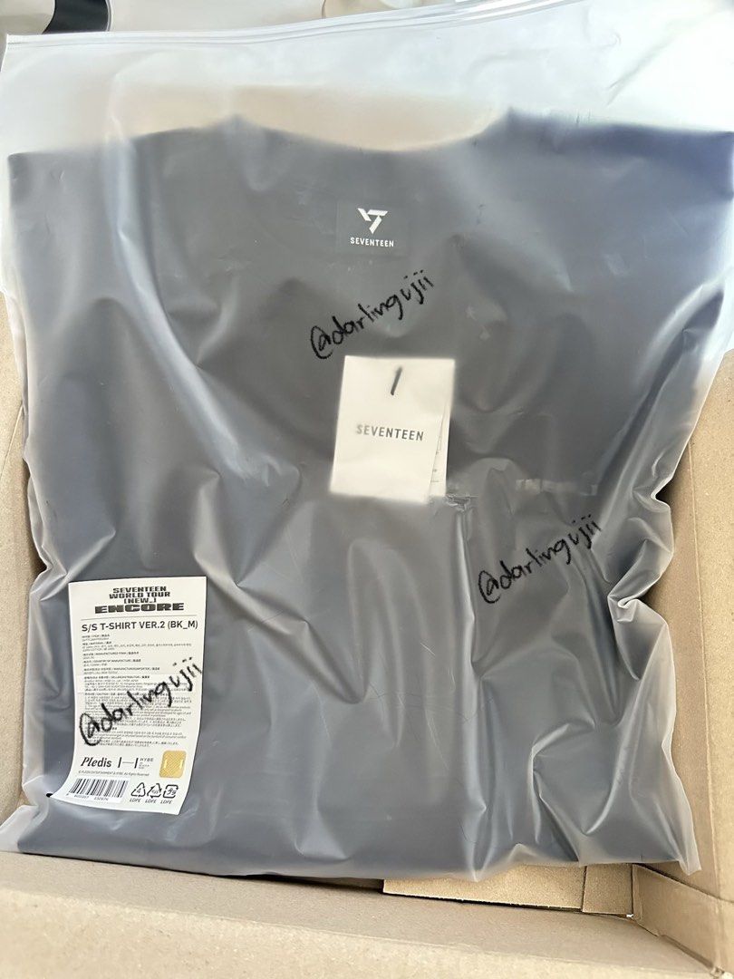 Seventeen new encore tshirt onhand (Category: Shirts) located in Antipolo. Submitted by woozisruby (Listing ID 1439209963, Image 2). Description: Seventeen new_ encore tshirt Black ver 2 Size medium may also dm me in x: @darlingujii.