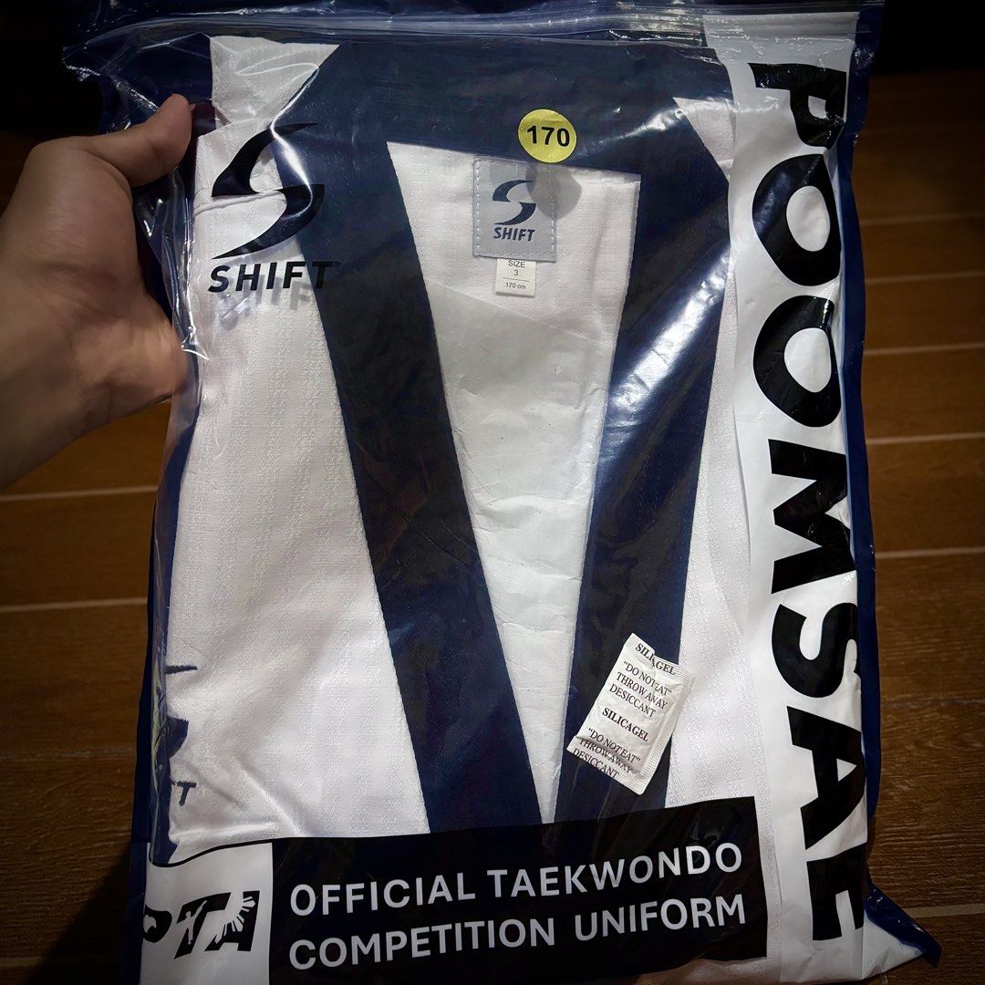 SHIFT POOMSAE DOBUK MALE (Category: Combat Sports) located in Manila. Submitted by j_btw (Listing ID 1439217398, Image 1). Description: FOR SALE‼️ BRAND NEW TAEKWONDO UNIFORM ▫️POOMSAE DOBUK | MALE | SIZE: 180 -₱2,500 [NEGOTIABLE] RFS: BOUGHT THE WRONG SIZE. P.S. Willing to negotiate for sure buyer! ☺️.