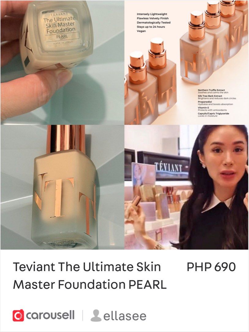 Teviant The Ultimate Skin Master Foundation PEARL (Category: Makeup) located in Taguig. Submitted by ellasee (Listing ID 1439110389, Image 1). Description: Swatched only Regalo lang po Shade - PEARL ══════════════════ ════════ • Please do your own research at GoogL€/Y0utub€ for shade swatches & product information. ✅🙏🏻 • Ręáśöń for śëLLIng: - work from home + gift for me 💻 🏠 🎁 ══════════════════ ════════ a highly popular, award-winning liqui