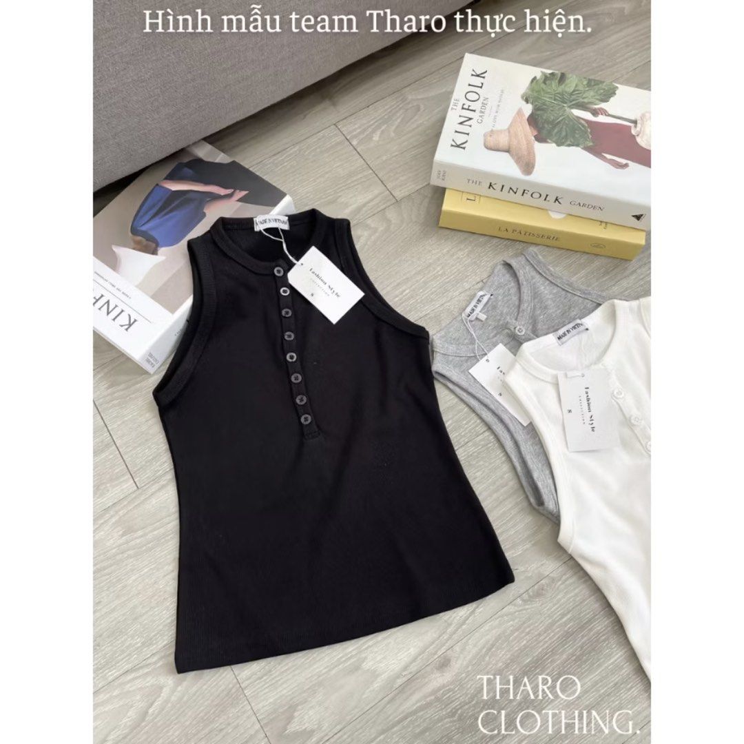 Tharo Tank Top with Buttons (Category: Sleeveless) located in Manila. Submitted by matchacoded (Listing ID 1439247224, Image 1). Description: - from the orange app tharo vietnam clothing - size small - used twice - rfs no longer my style.