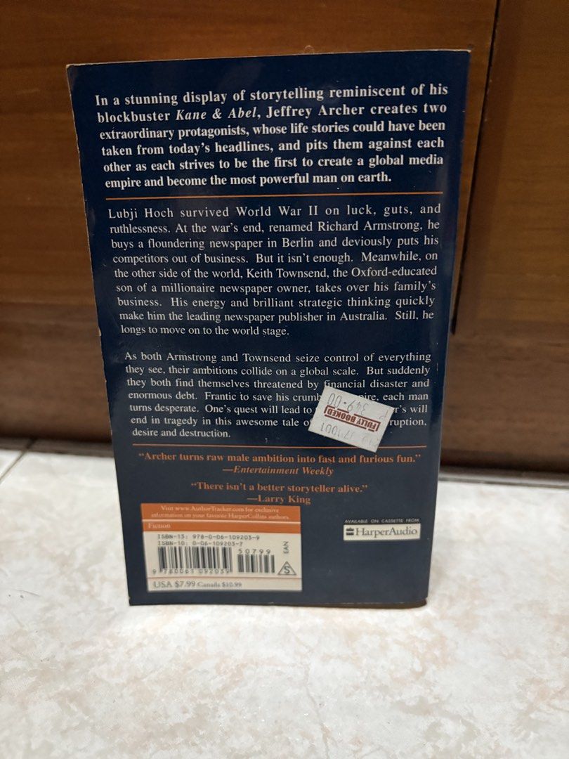 The Fourth Estate by Jeffrey Archer (Category: Storybooks) located in Malabon City. Submitted by jinisells (Listing ID 1439224498, Image 2). Description: .