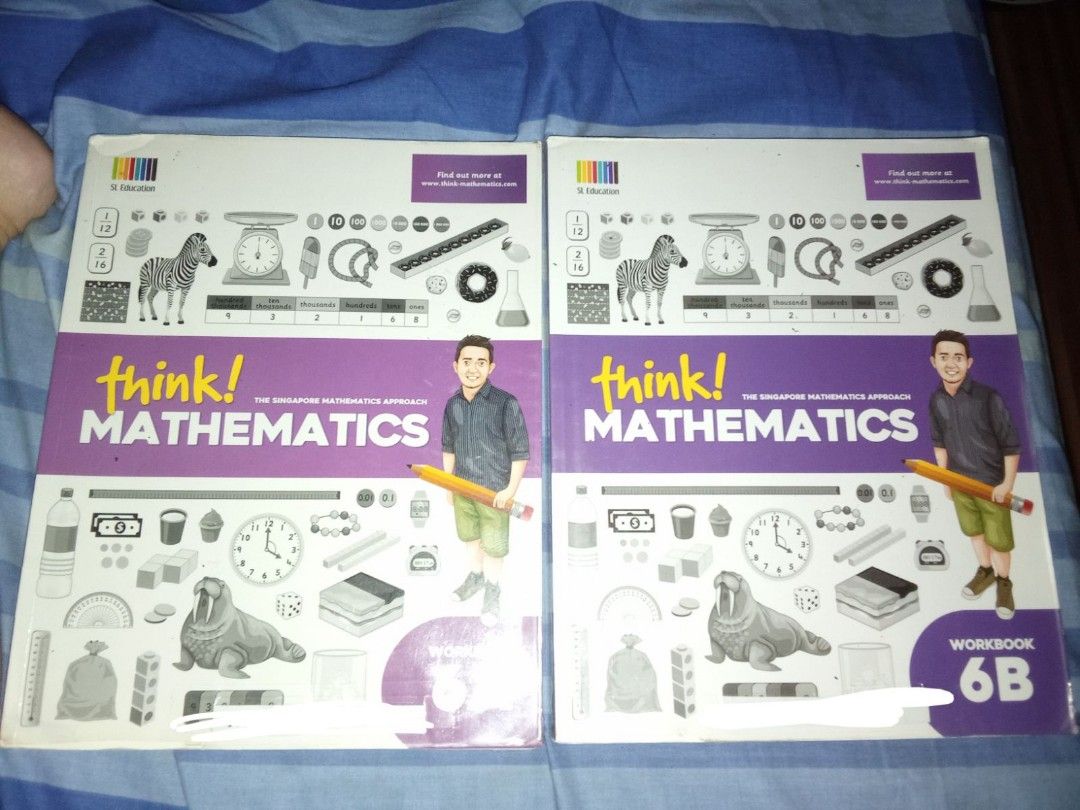 Think! Mathematics Workbook 6B (Category: Textbooks) located in Quezon City. Submitted by declutter1990 (Listing ID 1439084458, Image 1). Description: - Think! Mathematics Workbook 6B - Based on the Singapore Mathematics Approach - Designed for educational purposes - Features a cover image of a boy holding a pencil 150 each.