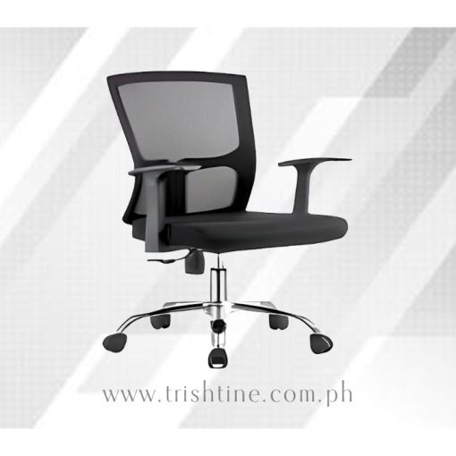 TOM-056 | Mesh Chair Nylon T-Armrest (Category: Office Furniture & Fixtures) located in Caloocan City. Submitted by trishtine_jim9 (Listing ID 1439113458, Image 1). Description: - Black mesh back office chair - Features armrests - Chrome base with wheels - Designed for comfort and support - Ideal for long work hours - Check out www.trishtine.com.ph DISCLAIMER: Price is for Posting Purposes Only.