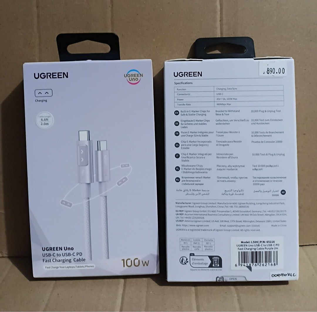 UGREEN TYPE C TO TYPE C 100w Fast Charging Cable 1m (Category: Chargers & Cables) located in Manila. Submitted by mxrx_ (Listing ID 1439089462, Image 2). Description: .