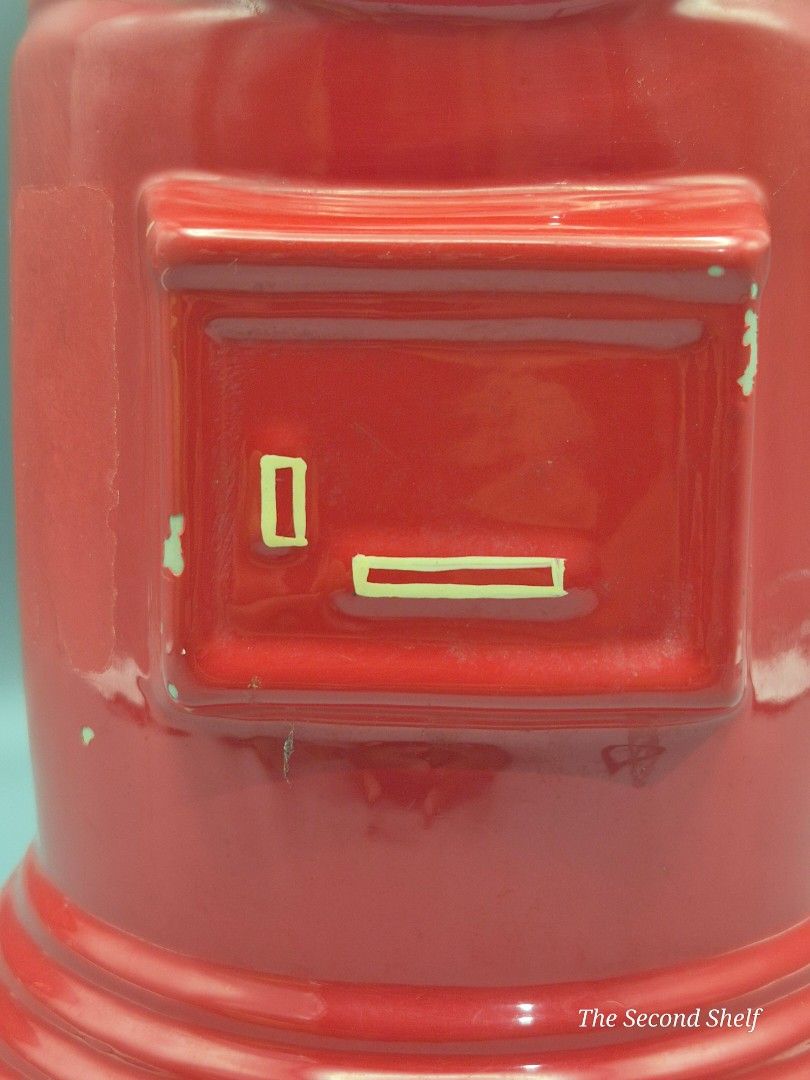 Vintage Red Post Box Coin Bank / Mailbox Ceramic Decor (Category: Other Home Decor) located in Santa Rosa. Submitted by thesecondshelf (Listing ID 1439228042, Image 3). Description: Vintage Red Post Box Coin Bank / Mailbox Ceramic Decor ₱600 Vintage ceramic post box coin bank in bright glossy red finish. Charming British-style pillar mailbox design with nice display size at around 25cm tall. Great for shelf decor, cafe styling, or collectors of q