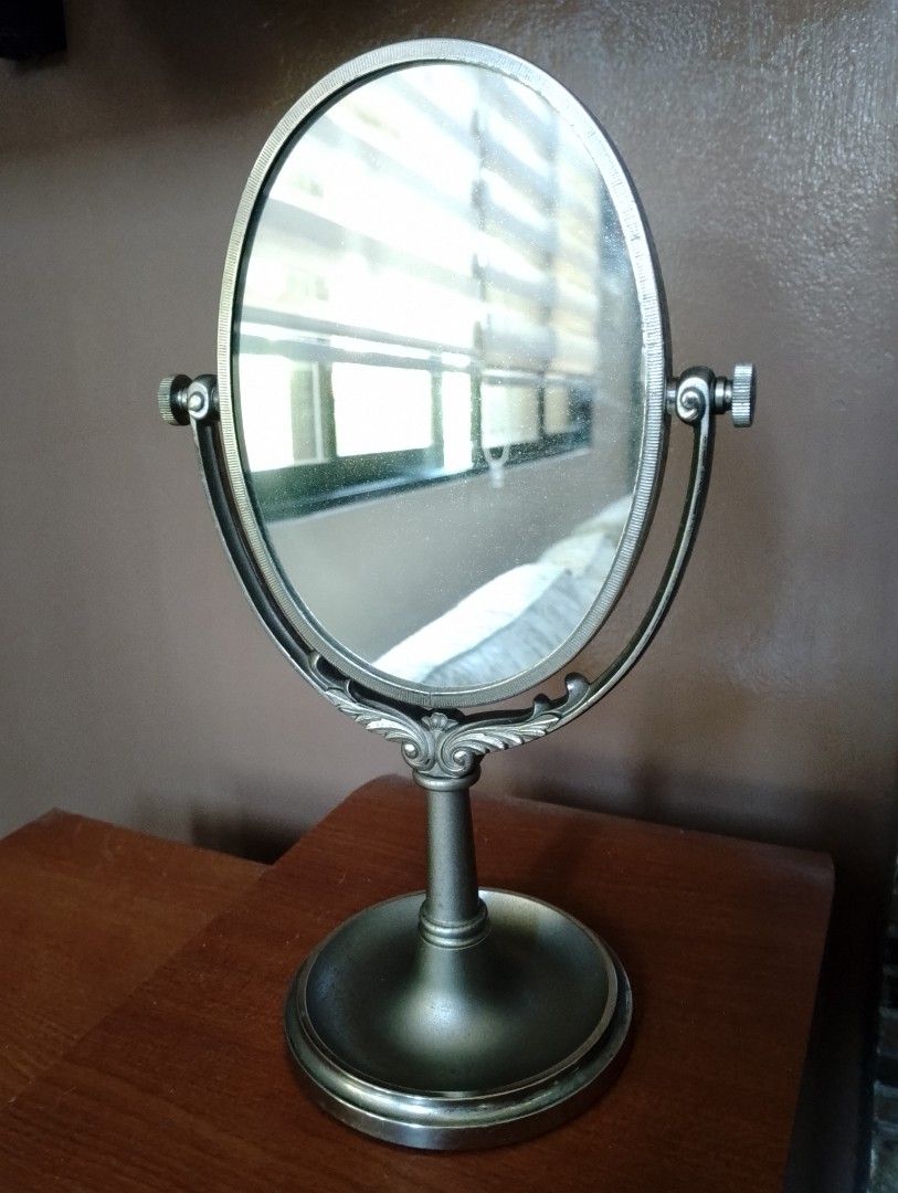 Vintage Shiseido Oval Vanity Mirror (Category: Mirrors) located in Binangonan. Submitted by stufflikedat (Listing ID 1439105991, Image 1). Description: Vintage SHISEIDO table top swivel oval Hanatsubaki-kai Novelty oval stand mirror made in 1973 as a commemorative gift for Shiseido Hanatsubaki-kai Gold Class members. The vibrant Gobelin tapestry is in excellent condition with stains and scratches due to age but everything is intact approx 11.5" t