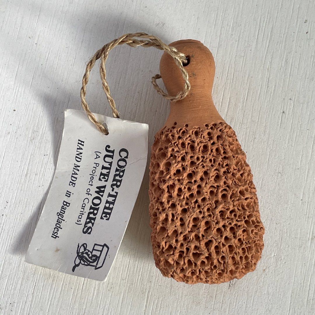 Vintage Terracotta Pumice Stone / Foot Scrubber (Handmade in Bangladesh - CORR-The Jute Works) (Category: Foot Care) located in Tagaytay City. Submitted by barenwolf (Listing ID 1439224140, Image 2). Description: Ditch the plastic and upgrade your self-care routine with this authentic, eco-friendly terracotta foot scrubber! Handmade by artisans in Bangladesh under “CORR-The Jute Works” (a renowned fair-trade project of Caritas), this unique piece