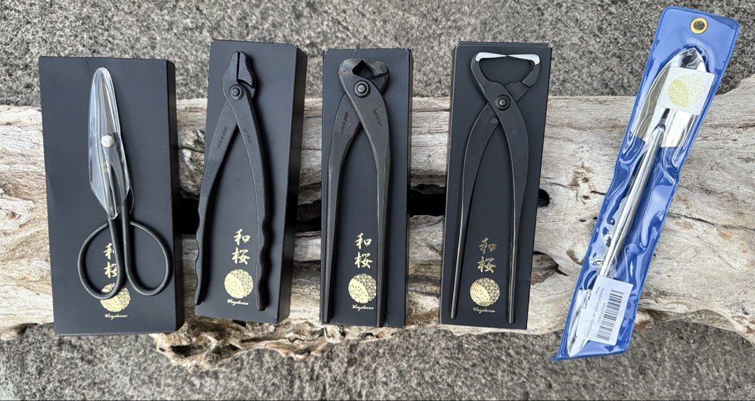 Wazakura Made In Japan Bonsai Tools Set (Category: Gardening Tools & Ornaments) located in Calamba. Submitted by transitory (Listing ID 1439174879, Image 1). Description: For Sale as set only (no parts out) WAZAKURA Bonsai tools All Made In Japan 1. Yasugi Steel Satsuki Bonsai Scissors 7” (180mm) 2. Hand Forged Bonsai Wire and Jin Pliers 8.25”(210mm) 3. Hand Forged Kuikiri End-Cutting Nipper Pliers 8.25”(210mm) 4. Hand Forged Bonsai Tree Trunk Sp