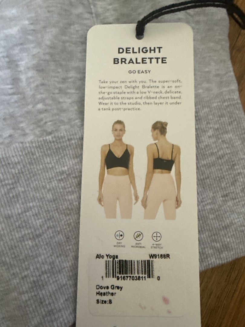 Alo Yoga Delight Bralette - Dove Grey - Size S, Women's Fashion
