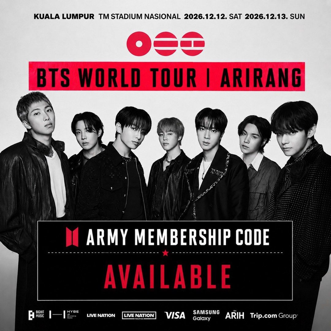 [ARMY CODE] BTS WORLD TOUR 'ARIRANG' IN KUALA LUMPUR, Tickets ...
