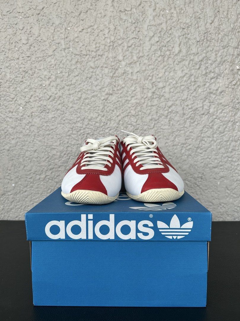 Authentic Adidas Japan White Red Leather Sneakers (Category: Sneakers) located in Tarlac. Submitted by shirtsnstuffxx (Listing ID 1439298963, Image 3). Description: Authentic Adidas Japan White Red Leather Sneakers -Condition: 9.5/10 -Original box and paper included, will wrap it so that box will be safe. -Size: Mens US 11/UK 10.5/JPN 290 -Price: 2100+sf (srp 7000) *FIRM, NO LP* -Shipped immediately after payment RFS: Too many shoes, downsizing m