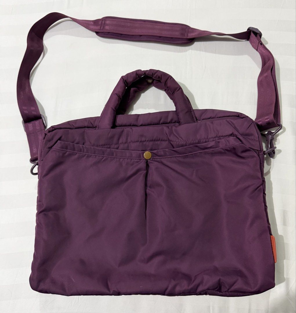 Authentic Hellolulu 15" Padded Laptop Bag / Briefcase (Plum/Purple) (Category: Laptop Bags & Sleeves) located in Marikina City. Submitted by kscanlas12 (Listing ID 1439380953, Image 1). Description: 9/10 (Excellent preloved condition, very clean interior and exterior, all zippers/snaps working perfectly) Fits up to 15” laptops: Has a dedicated, thickly padded mesh laptop sleeve section inside to secure your device. 2-Way Carry: Use the comfortabl
