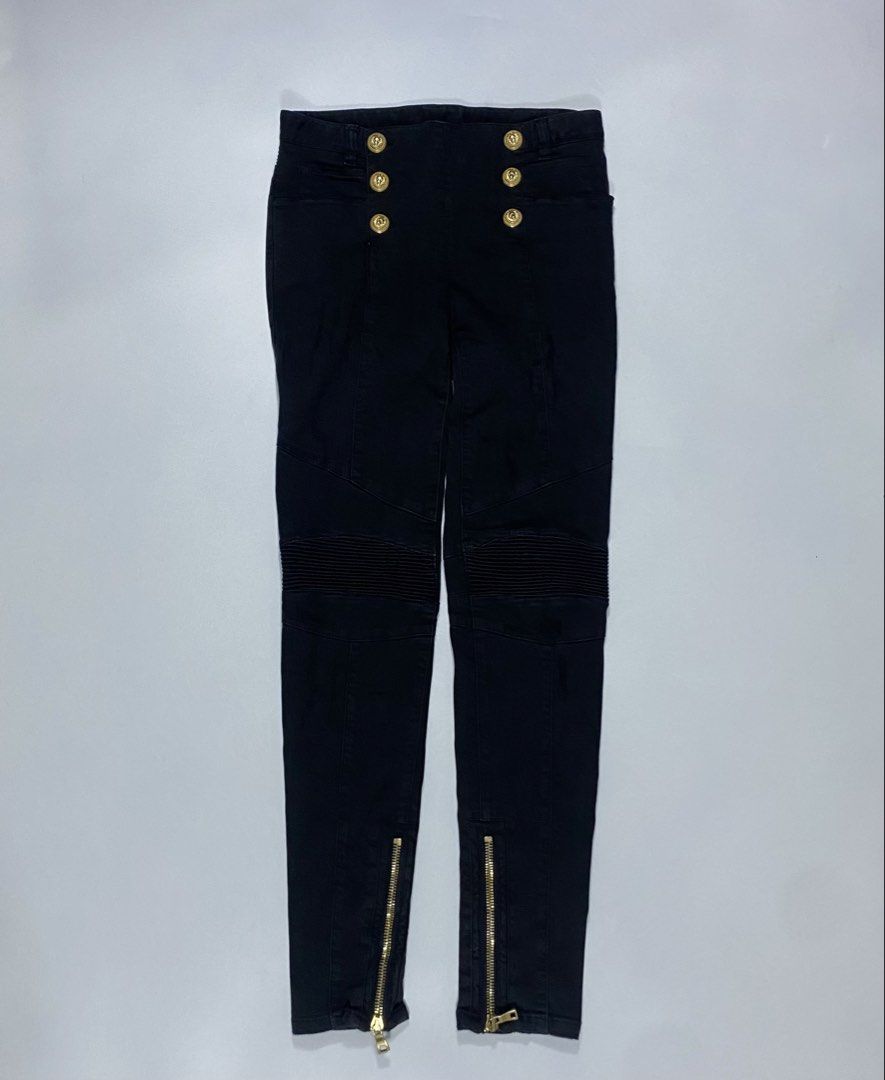 Balmain - Christope Decarnin - Biker Jeans (Category: Luxury Apparel) located in Cavite. Submitted by pastseas0n_ (Listing ID 1439363960, Image 1). Description: Balmain - Christope Decarnin - Biker Jeans Size : 38 IT FLAT MEASUREMENTS Waist : 28 inches Length : 39 inches Inseam : 30 inches Crotch : 8 inches 9/10 CONDITION Authentic Black Gold Hardware.
