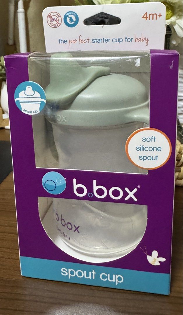 b.box Spout Cup - 240ml. (Category: Coffee & Tea Tableware) located in Quezon City. Submitted by kryshnanzyanna (Listing ID 1439256867, Image 1). Description: - B.box spout cup, ideal for babies 4 months and older. - Features a soft silicone spout for gentle drinking. - Designed with easy-grip handles for little hands. - Leakproof to prevent spills and messes. - Easy to clean and maintain. - Made from BPA-free materials..
