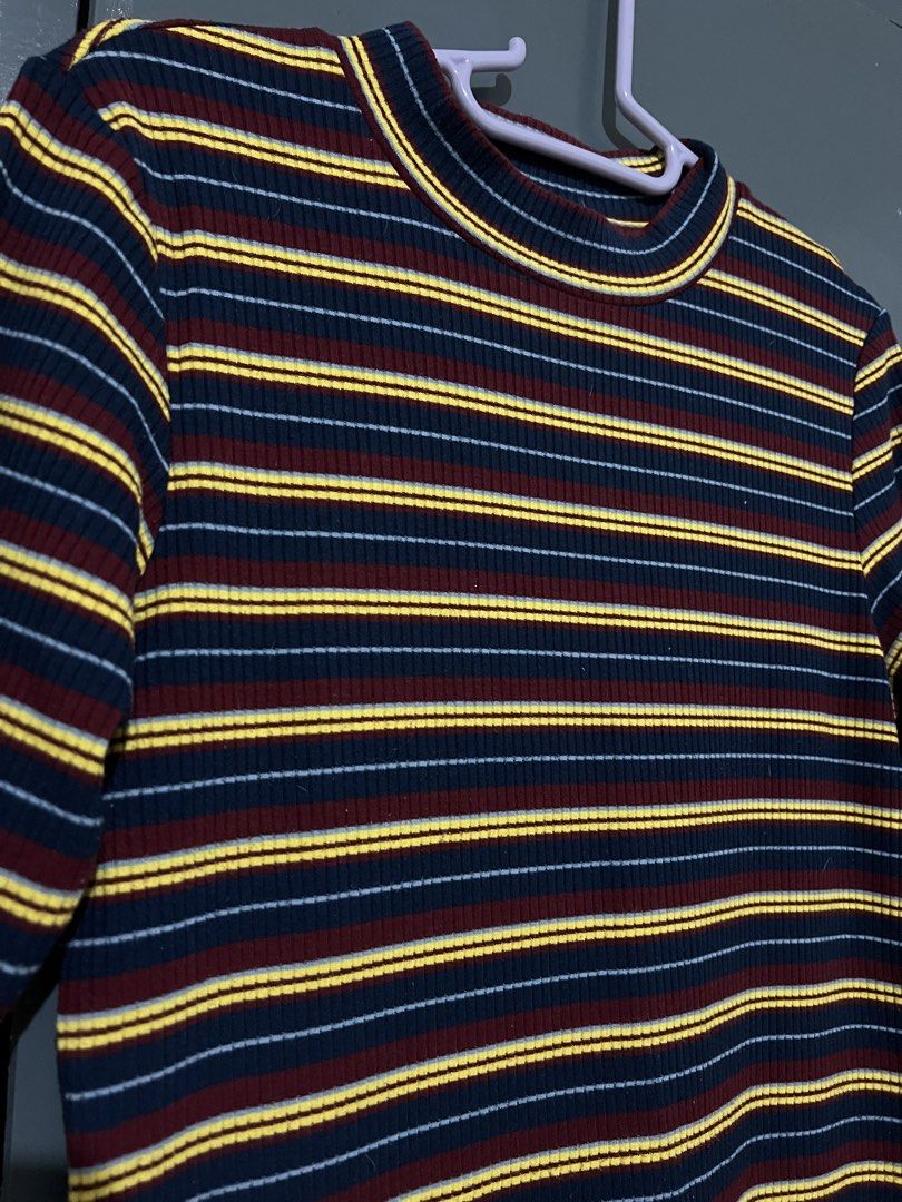Bench Striped Bodycon Dress - Size L (Category: Dresses) located in Antipolo. Submitted by chi._.declutters (Listing ID 1439352068, Image 2). Description: RFS: need funds - Bench bodycon dress - Size: L - Design: Striped - Colors: Navy blue, yellow, maroon - Texture: Ribbed - Neckline: Round - Sleeves: Short - Length: Midi.