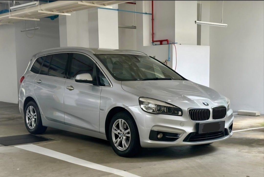 BMW 2 Series Gran Tourer 216i Luxury (A) (Category: Used Cars) located in Singapore. Submitted by goldsilverflowerplanter (Listing ID 1439260940, Image 1). Description: 1 transfer, full agent PML maintained, road tax paid till Oct, very spacious and luxurious 7-seater, original elegant silver, upgraded Hardon and Karon Sound system. keyless start stop. high end wood trimming interior. Electric memory seats, iDrive with Bluetooth/navi, reverse cam