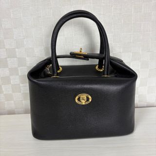 IL BISONTE Vintage Y2K Leather Bowling Bag Black Authentic A4087 