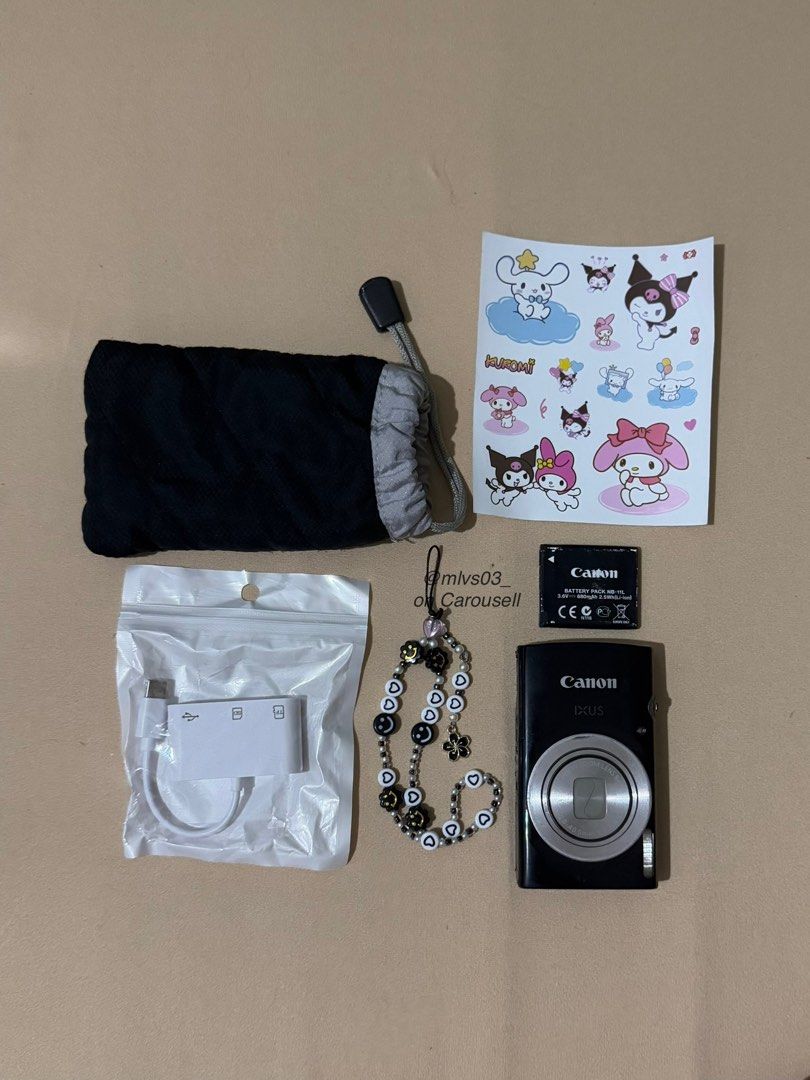 Canon IXUS 185 Digicam (Category: Cameras) located in Manila. Submitted by mlvs03__ (Listing ID 1439209755, Image 1). Description: Read me ‼️ Canon Ixus 185 in Black 🎱 Crowd’s fave 🤩 100% fully functional: flash, zoom, video, audio, and all buttons are working! Specs: ✦ 20 mp - ccd sensor ✦ 8x optical zoom (28-224mm) ✦ digic 4+ processor ✦ body condition: 8/10 (signs of usage & no port cover) Honest issue/s: -minimal scratch on lens glass (tole