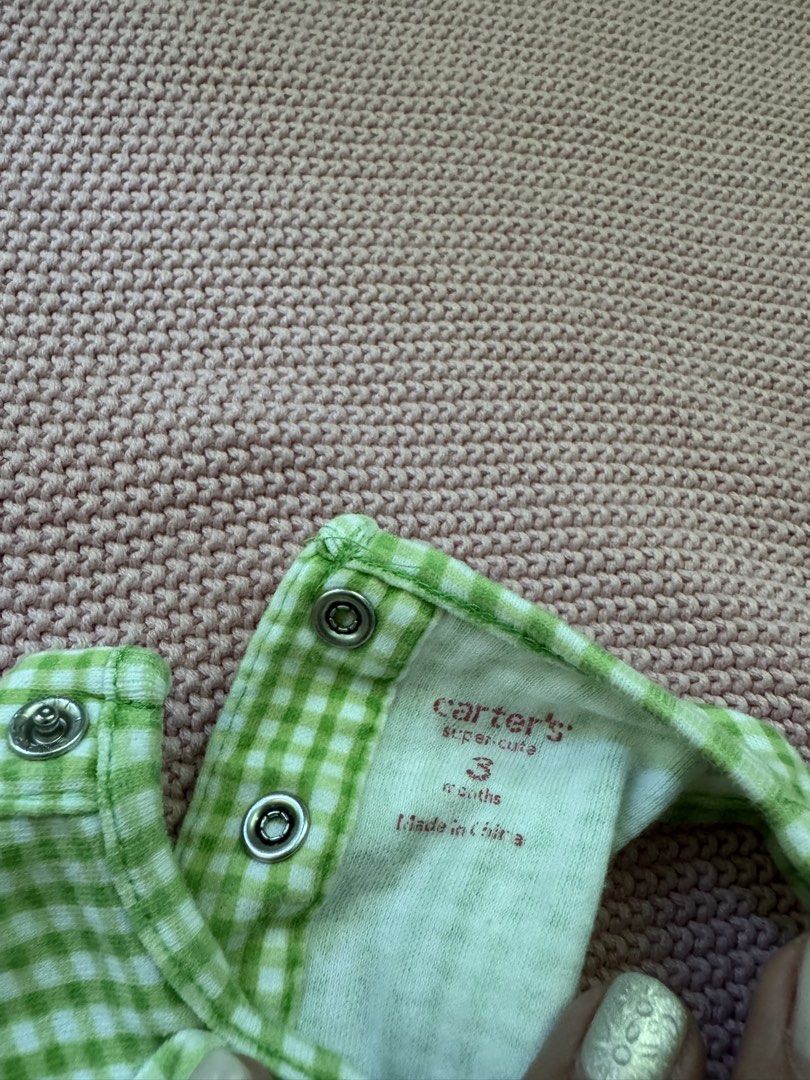 Carter's Green Gingham Romper 3 Months (Category: Babies & Kids Fashion) located in Paranaque City. Submitted by declutterdp (Listing ID 1439281205, Image 2). Description: .