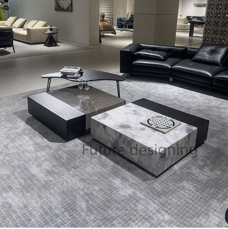 Coffee Table (Category: Tables & Sets) located in Singapore. Submitted by furnituredesign (Listing ID 1439276294, Image 2). Description: Material: Solid Wood Inner Frame with Stone Veneer + Smoked Wood Veneer / Color: Light Tianyuan 3978 Marble + Dark Tianyuan 3897-1 Marble Price: $1039.