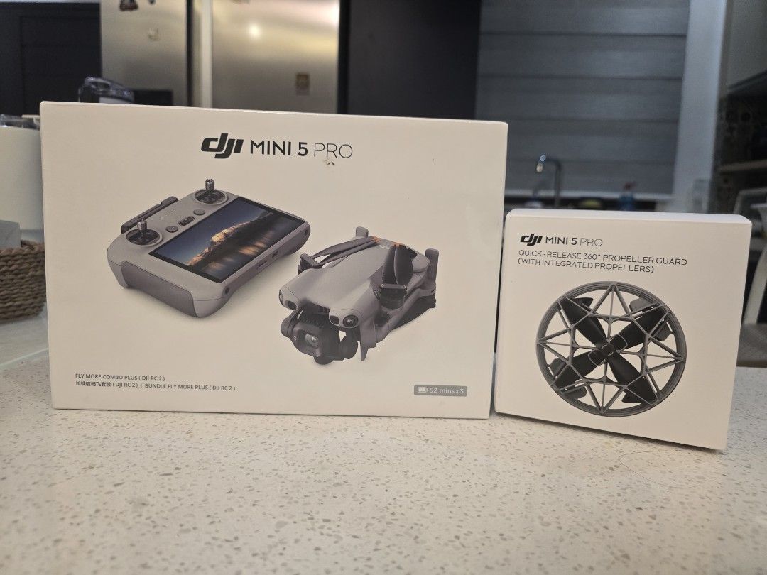 DJI Mini 5 Pro FMC Plus with Quick release propeller guards (Category: Drones) located in Manila. Submitted by aldrin_jeth (Listing ID 1439312846, Image 1). Description: Still sealed FMC Plus version Inclusions: - Mini 5 Pro - RC2 - 3 pcs Flight battery plus - Two-way charging hub - ND Filter set - Shoulder bag - USB C cable - Spare Propellers - Manual - Quick Release propeller guards (also sealed) Location: Malolos Bulacan Available for meetups 