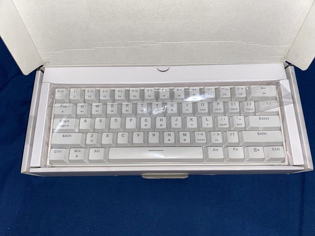 Fantech Maxfit61 60% Wired RGB Mechanical Keyboard (Blue Switch) (Category: Computer Keyboard) located in Makati City. Submitted by 3lcid (Listing ID 1439376244, Image 3). Description: - Brand new, never been used (Opened just to check everything) - All complete - Box condition: 8/10 - RFS: Need funds to buy new mouse Meetups: - SM Megamall, Rockwell Mall Makati Shipping: - Can do Lalamove (buyer pays and books shipping).