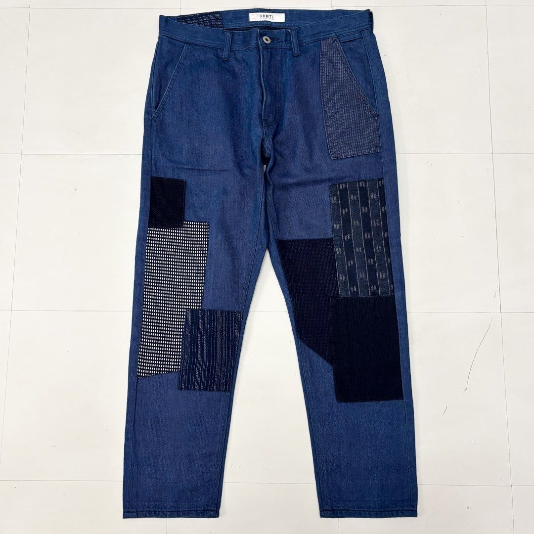 Fdmtl Japan Boro Patchwork Indigo Jeans (Category: Jeans) located in Makati City. Submitted by bzspr (Listing ID 1439358958, Image 1). Description: Fdmtl Japan Boro Patchwork Indigo Jeans Waist 32-34 inches Length 37 inches Leg opening 7 inches.