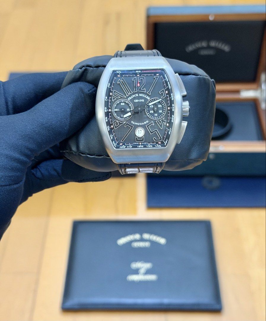 Franck Muller Vanguard Titanium 44mm (Category: Luxury Watches) located in Makati City. Submitted by timefocusph (Listing ID 1439405584, Image 3). Description: For sale: Franck Muller Vanguard TITANIUM • Ref. V45CCDT • 44mm case diameter • 9.5/10 condition (Like New) • Box and papers (UNDATED) Selling this for ₱465,000.00.