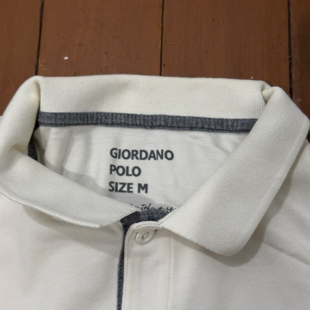 Giordano Polo Shirt - Size M (Category: Tshirts & Polo Shirts ) located in Pasig City. Submitted by rekdi (Listing ID 1439409149, Image 3). Description: Original Giordano polo with clean minimalist design and embroidered detail. Still in good condition with minimal signs of use. Has very small stains that are barely noticeable when worn. Dimensions: - Length = 26 inches - Width = 19.5 inches RFS: Decluttering DM me if interested.