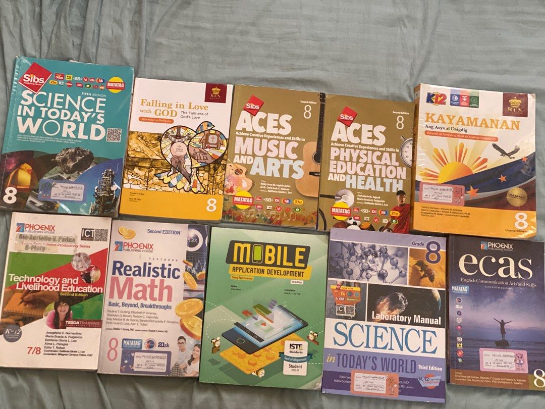 Grade 8 Books (Category: Textbooks) located in Mandaluyong City. Submitted by jsavila (Listing ID 1439266160, Image 1). Description: good as new Grade 8 Books 450.00 each ⬇️SOLD⬇️ ❌ECAS ❌REALISTIC MATH ❌ACES Music and Arts ❌Kayamanan.