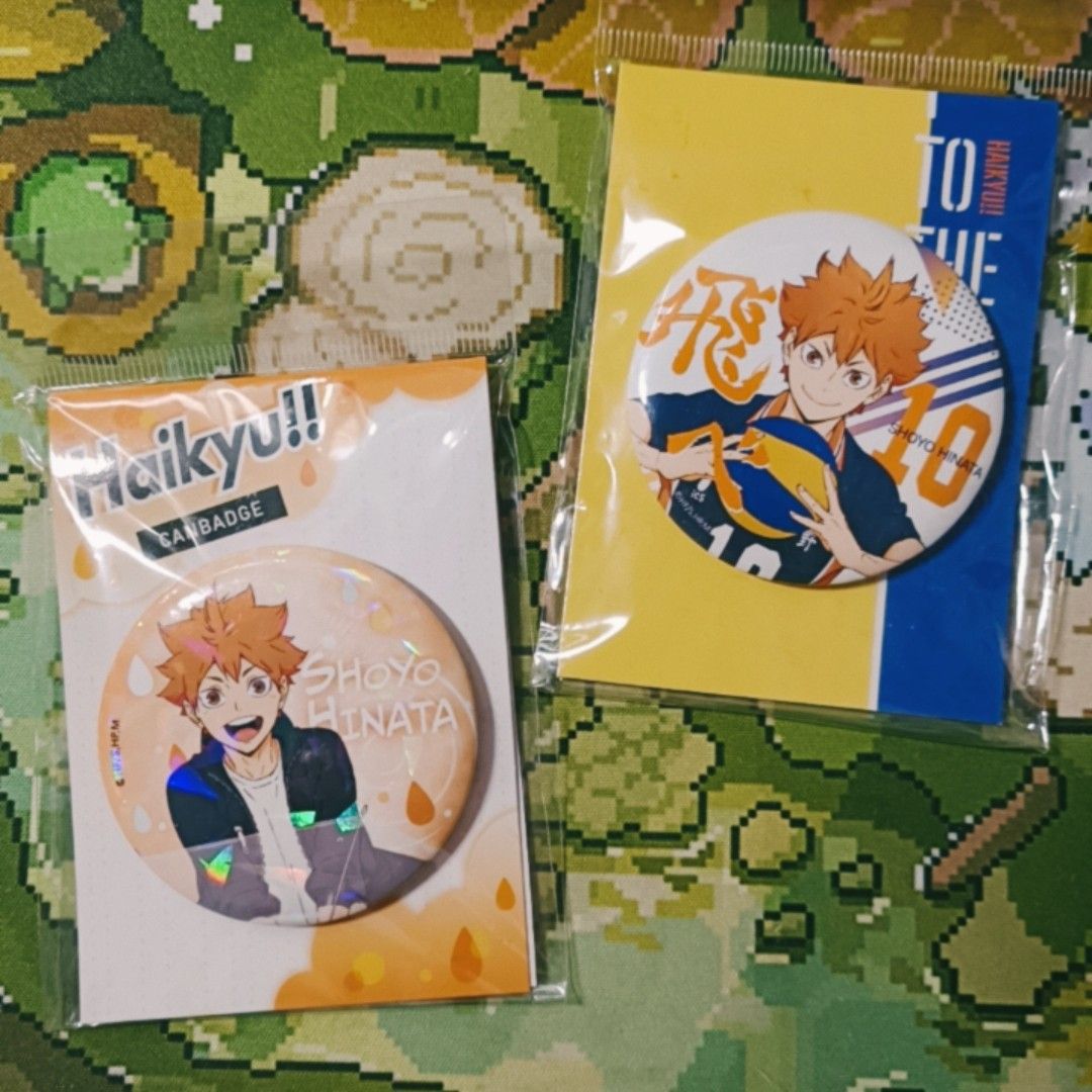 Haikyuu Hinata Shouyo Can Badge Set (Category: Character Goods) located in Malabon City. Submitted by melodimorii (Listing ID 1439326414, Image 1). Description: for sale only: - from haikyuu the movie premier (sm north edsa pop-up) mod: lalamove/jnt (sf shouldered by buyer) mop: gcash only loc: malabon.