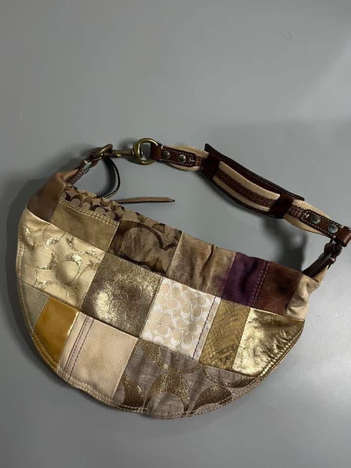 Vintage Coach Patchwork Hobo (Category: Luxury Bags & Wallets) located in Pasay City. Submitted by gettedc (Listing ID 1439409509, Image 3). Description: Mine: 3,800 Lock: 4,500 issue: stain & minimal dot rubs.