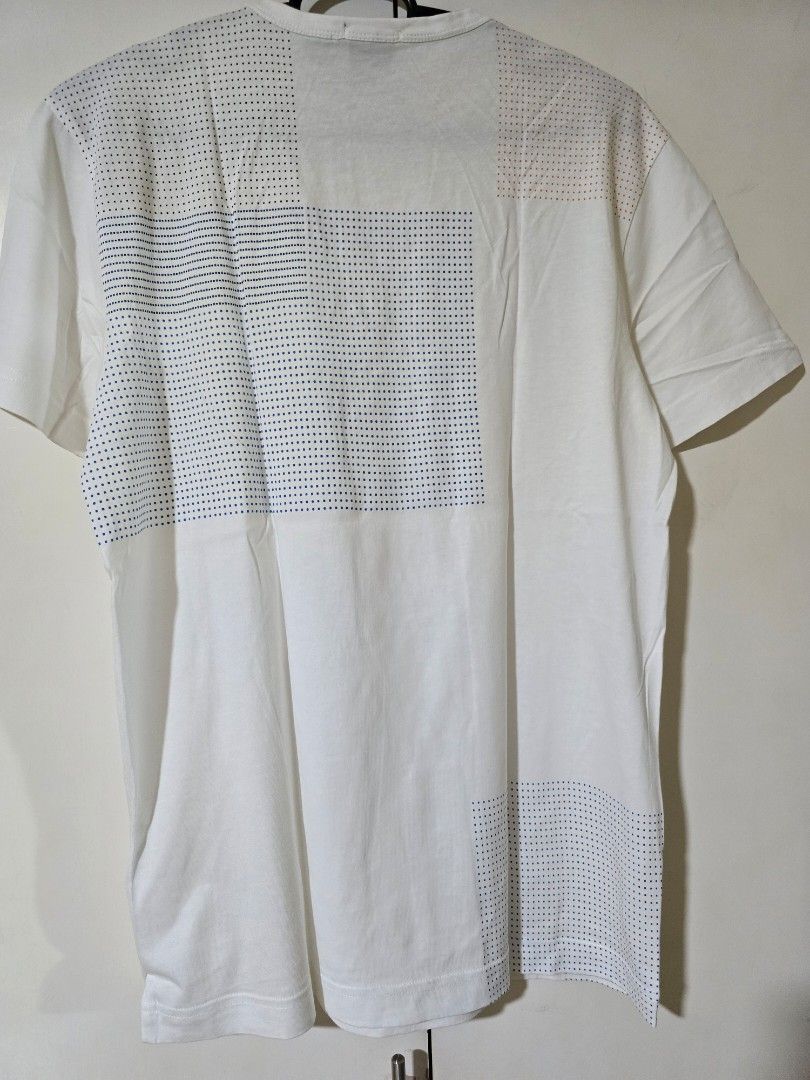 Hugo Boss T-shirt (Category: Tshirts & Polo Shirts ) located in Antipolo. Submitted by teej19 (Listing ID 1439261203, Image 3). Description: - Hugo Boss T-shirt - Brand new, washed only - Size: S - Color: White - Design: Perforated front - Features: BOSS logo on chest - Neckline: Crew neck - Sleeves: Short sleeves - Includes washing instructions.