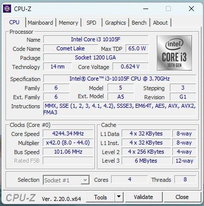 Intel Core i3-10105F Processor (Category: Computer Parts) located in Kuala Lumpur. Submitted by yeohzp (Listing ID 1439397612, Image 3). Description: - Intel Core i3-10105F Processor - 3.70GHz clock speed - 4 Cores / 8 Threads - 6MB L3 Cache - 65W TDP - Socket 1200 Compatible - Comet Lake Family - 14nm Process.