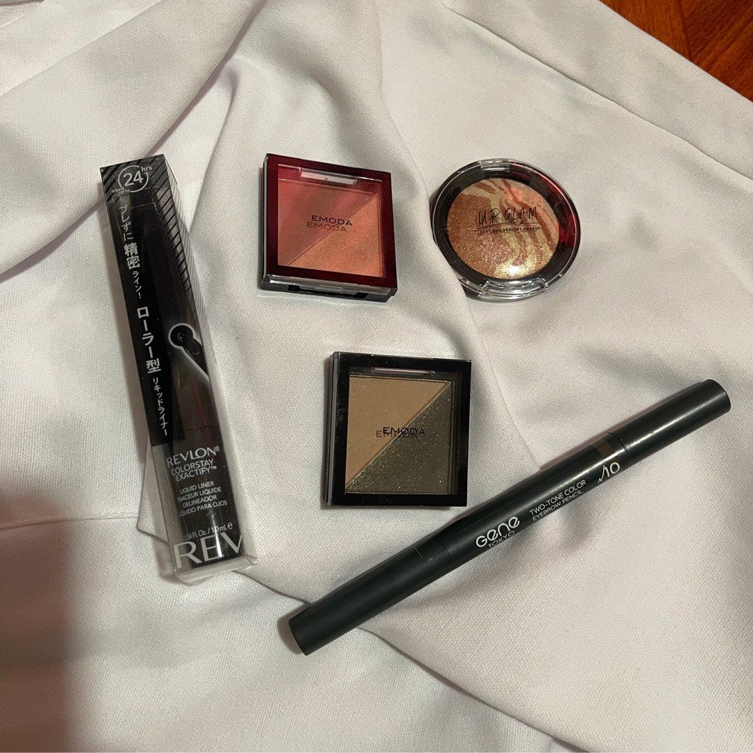 Japan Eye Makeup 🇯🇵 (Category: Makeup) located in Manila. Submitted by megastuffedmnl (Listing ID 1439304854, Image 1). Description: (2) Emoda x Jelly Eyeshaow (1) UR Glam Eyeshadow/Highlighter (1) Eyebrow Pencil (1) Revlon Eyeliner (BRAND NEW! SRP: ₱499) from JAPAN 🇯🇵 .