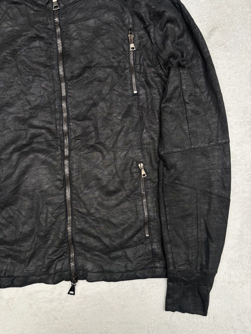 John Varvatos Waxed Cotton Biker Jacket (Category: Coats, Jackets and Outerwear) located in Baguio. Submitted by thecollector2600 (Listing ID 1439380229, Image 3). Description: Size large 22 pit to pit 25 length 18 shoulders 27 sleeves.