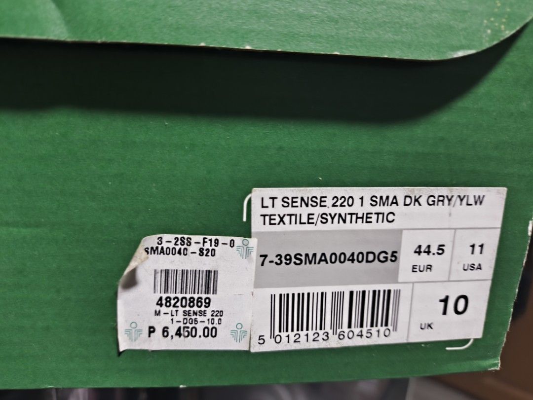 Lacoste LT Sense 220 SMA Sneakers (Category: Casual Shoes) located in San Fernando. Submitted by kai00816 (Listing ID 1439325167, Image 3). Description: - Lacoste LT Sense 220 SMA sneakers - Color: Grey and Yellow - Size: EUR 44.5, US 11, UK 10 - Material: Textile and Synthetic - Comes with original box - Condition: Soles show wear.