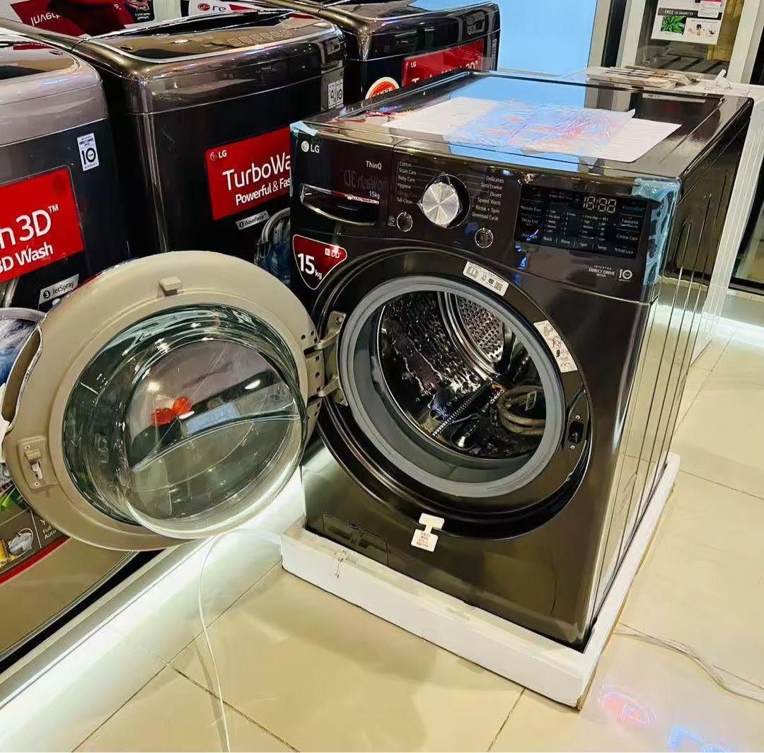 LG 15kg DD Washing Machine (Category: Washing Machines and Dryers) located in Caloocan City. Submitted by truemoon_c29b67 (Listing ID 1439403859, Image 3). Description: - Brand new LG washing machine - 15kg capacity - Dark grey finish - Front-loading design - Multiple wash cycle options - Digital display - Still wrapped in protective plastic.