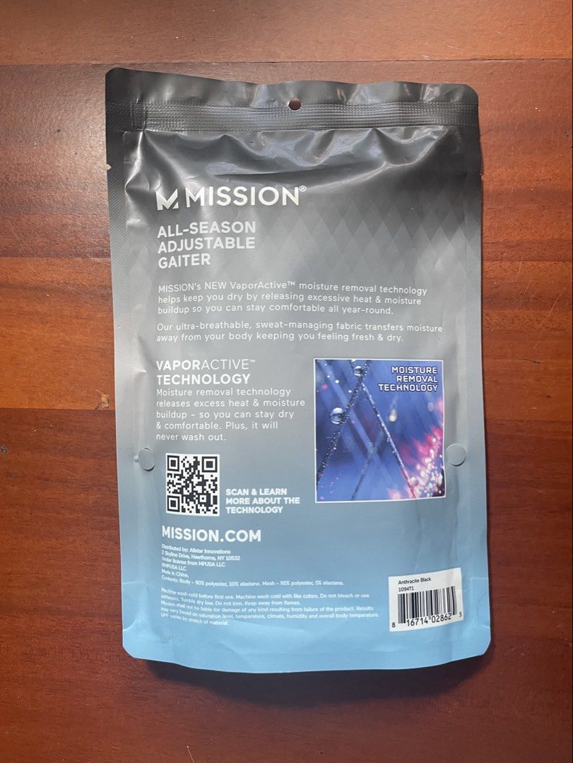 Mission all season adjustable gaiter (Category: Scarves) located in Pasig City. Submitted by mamasfinds (Listing ID 1439348830, Image 2). Description: Perfect face and neck protection to wear under a helmet when riding a motorcycle.