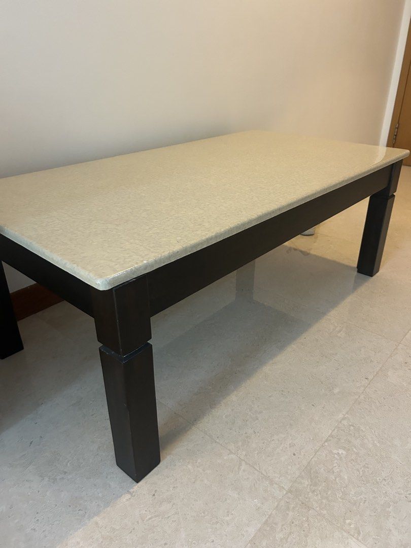 Modern Rectangular Coffee Table (Category: Tables & Sets) located in Singapore. Submitted by cre82 (Listing ID 1438791221, Image 2). Description: - Stylish rectangular coffee table - Unique speckled surface - Sleek, modern design - Sturdy and well-maintained - Ideal for living rooms and lounges.
