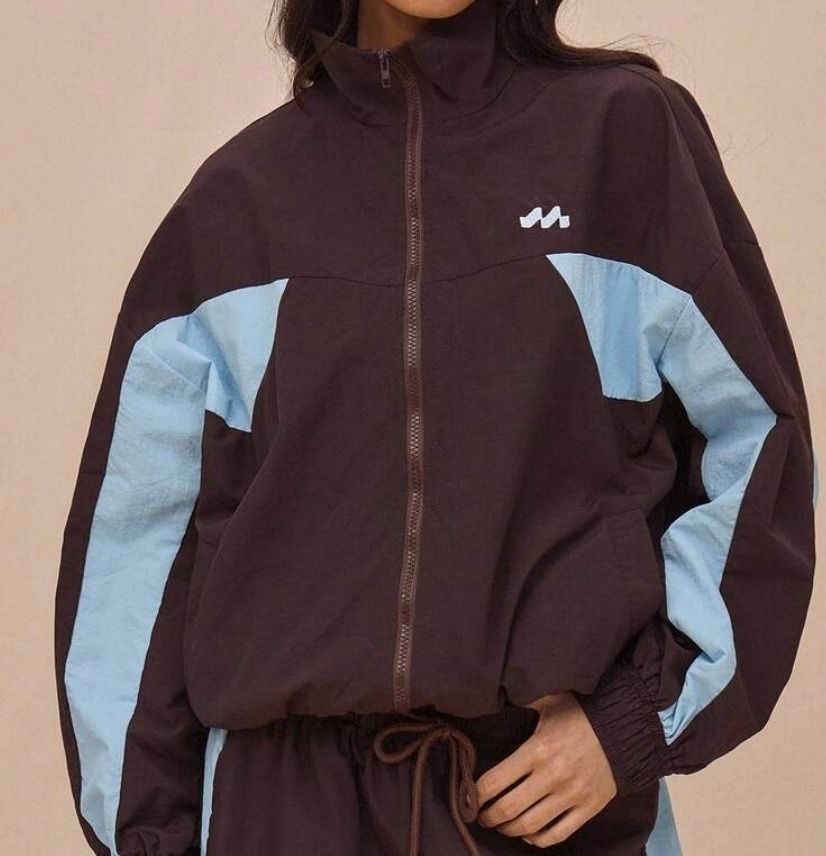 Musera Tracksuit Jacket and Pants Set (Category: Sets or Coordinates) located in Manila. Submitted by thecasualcartbyj7 (Listing ID 1439294999, Image 2). Description: - Musera tracksuit set - Brown jacket with light blue sleeve accents - Matching wide-leg pants - Musera logo on both pieces - Jacket with full zip - Pants with drawstring waist - Perfect for a casual, sporty style NOTE: Altered the pants length, but the changes are still reversible.