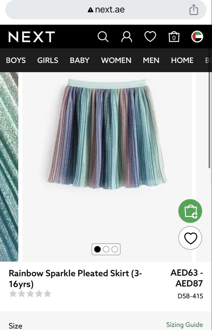 Next Rainbow Sparkle Pleated skirt (Category: Babies & Kids Fashion) located in Quezon City. Submitted by tan__k (Listing ID 1439257820, Image 3). Description: authentic no flaws size 6-7 retails 1280.