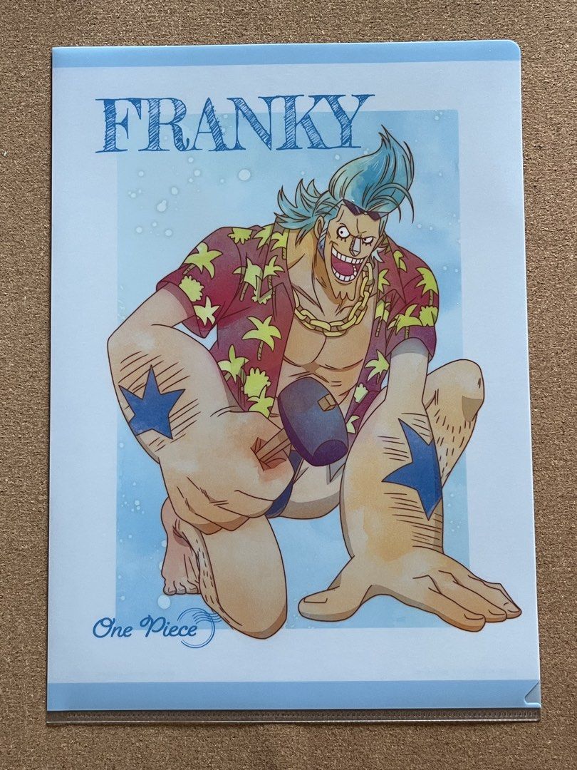 One Piece Franky File Folder (Category: Stationery & School Supplies) located in Baguio. Submitted by gaara1234 (Listing ID 1439278302, Image 1). Description: - One Piece Franky file folder. - Features a vibrant illustration of Franky on the front. - Includes a faded image of Franky on the back. - Made in Japan..