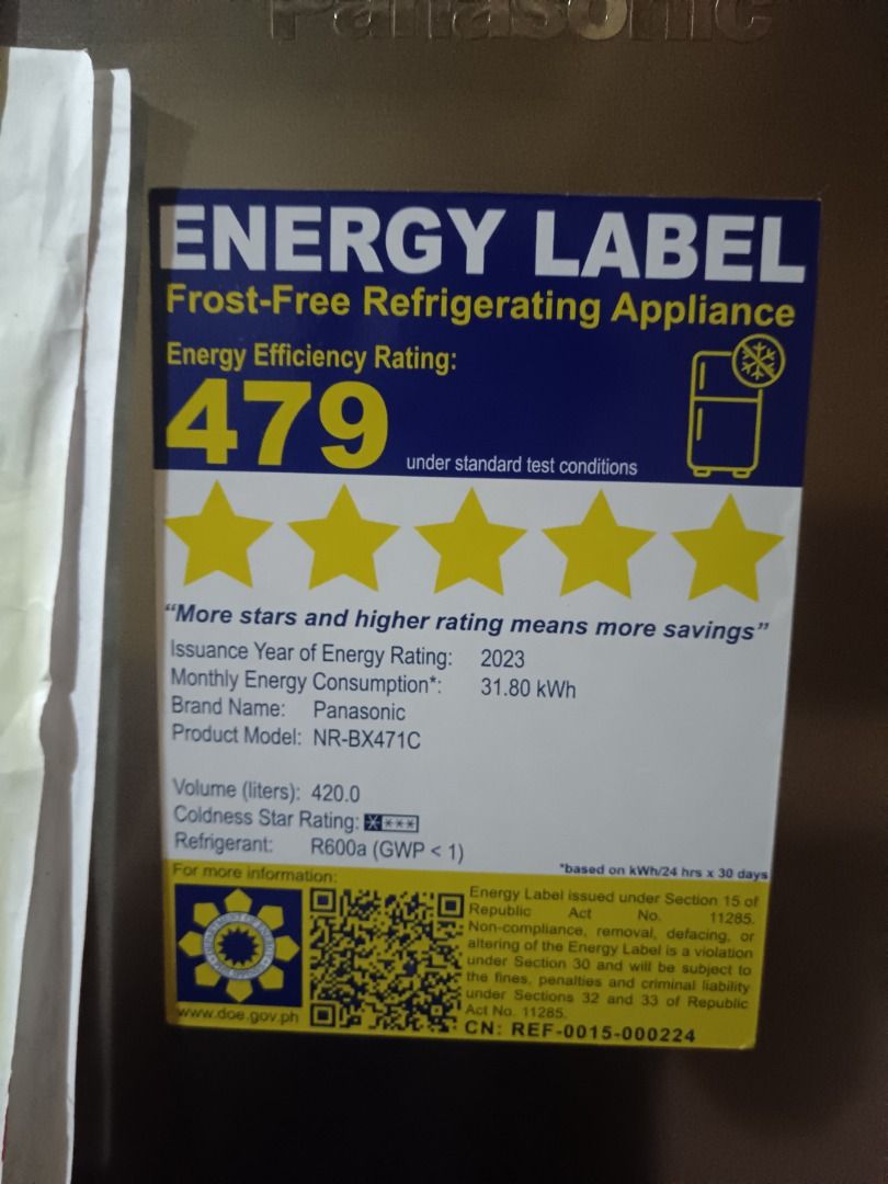 Panasonic NR-BX471C Inverter Refrigerator (Category: Refrigerators and Freezers) located in Caloocan City. Submitted by mmmmona01 (Listing ID 1439353319, Image 2). Description: Panasonic NR-BX471C Inverter Refrigerator ✅ 14.3 cu.ft. Capacity ✅ Fresh inside and out ✅ Less than 3 years used ✅ Inverter / Energy Saving ✅ Bottom Freezer Design ✅ Spacious and very cold Well maintained and in good working condition. PHP 25000 (slightly negotiable) Rfs d