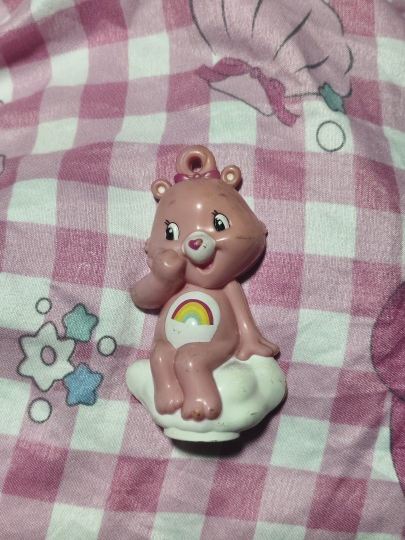 vintage pink Care Bears Cheer Bear figurine toy keychain (Category: Designer & Blind Box Toys) located in Bulacan. Submitted by angel.decluttersx (Listing ID 1439351867, Image 2). Description: appropriate for anik‑anik collectors! from Jollibee toy collection flaw: visible marks on the figurine what you see is what you get.